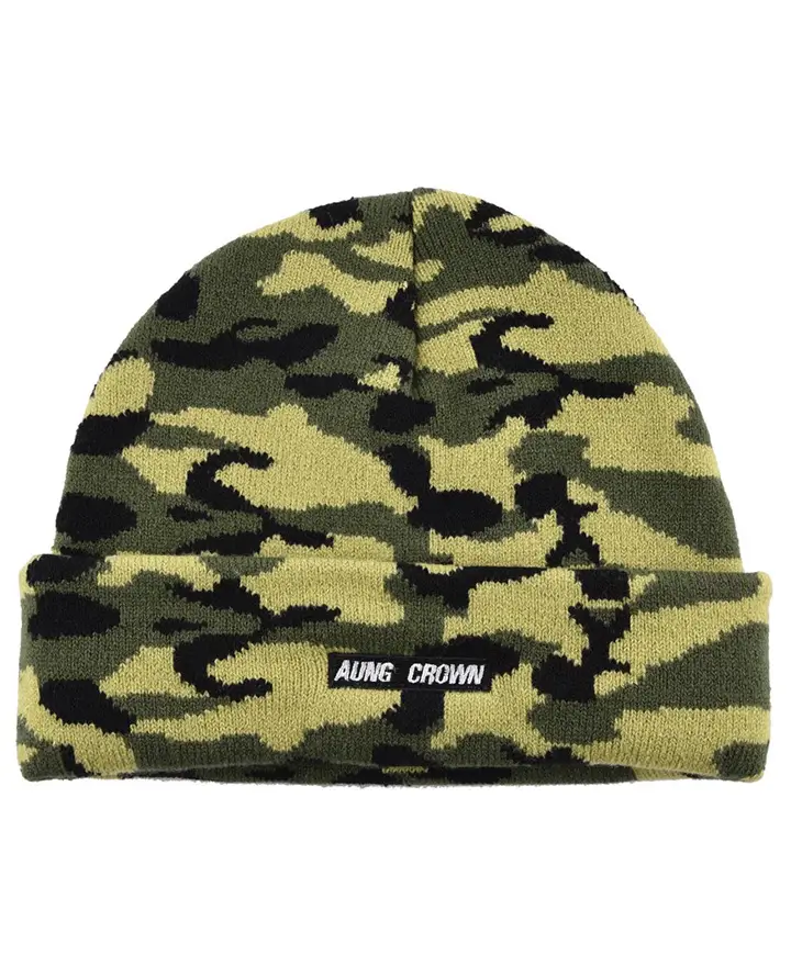 custom camo jacquard fishman beanie