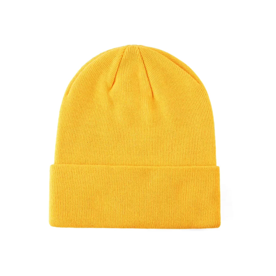 100% RPET Knitted Cuffed Beanie-yellow-PBN0215