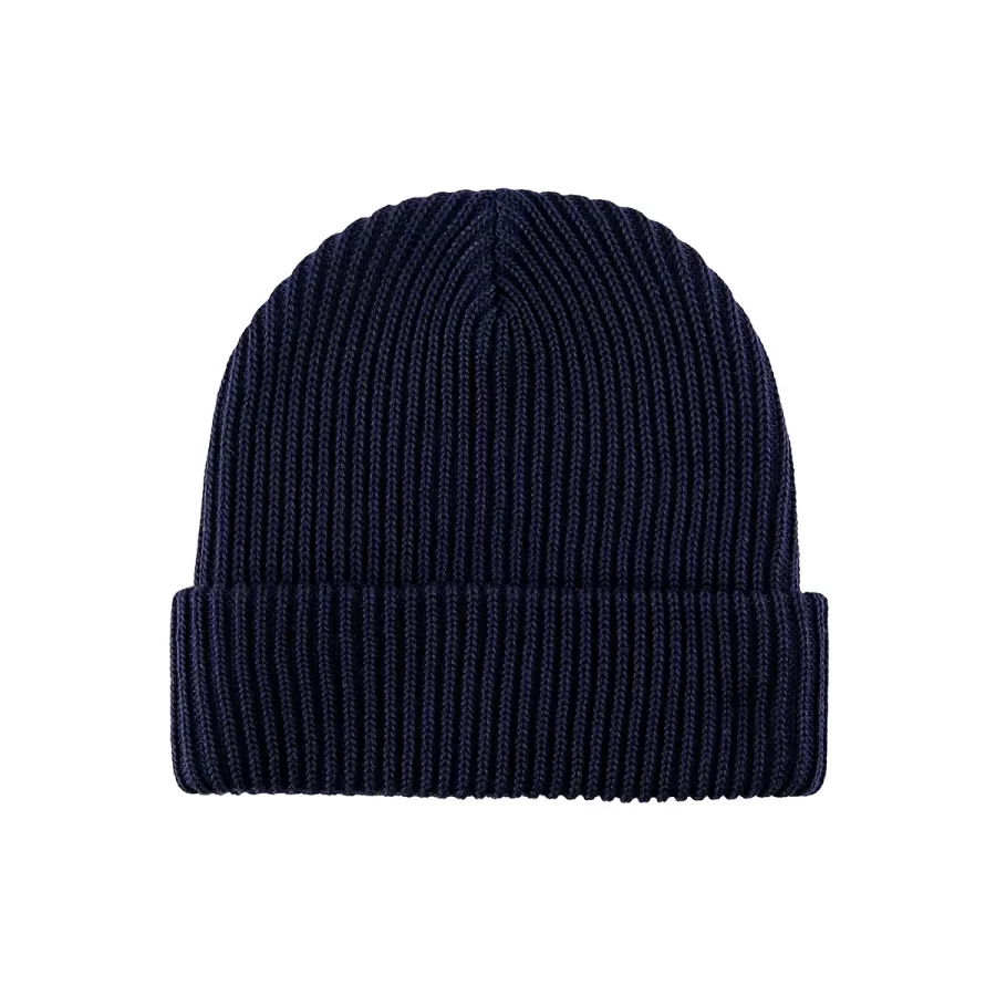 100% RPET Ribbed Knit Cuffed Beanie-dark blue-PBN0303
