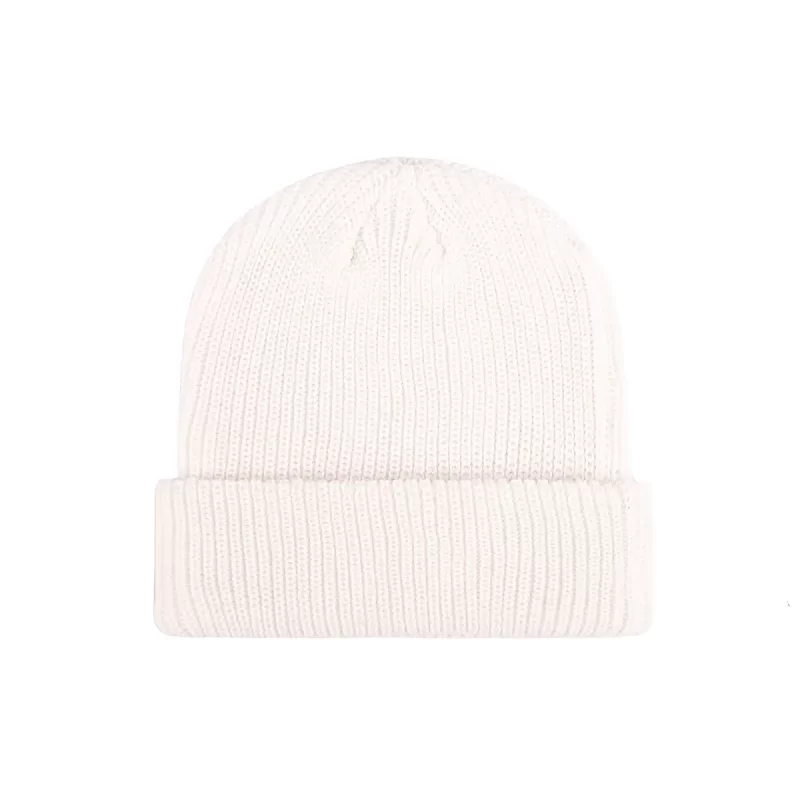 100% rPET Classic Ribbed Cuffed Beanie-white-PBN0602