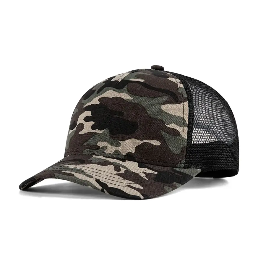 Recycled Cotton 5-Panel Camo Trucker Cap | CCT5