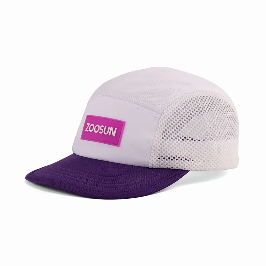 Recycled Polyester Breathable Sports Colorblock 5-Panel Running Cap - Image 3