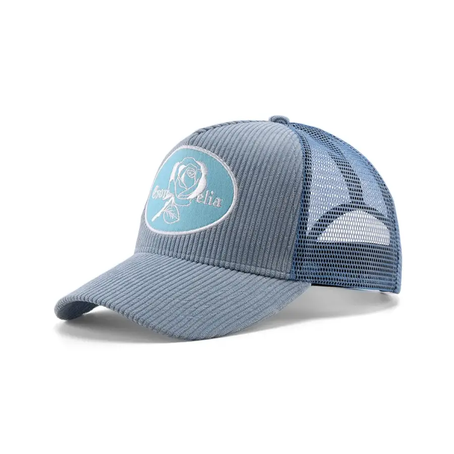 Recycled Polyester Corduroy Embroidered Logo Mesh Cap - Image 3