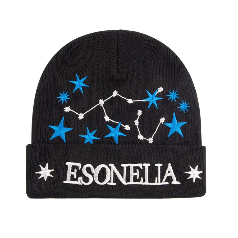 Starry Embroidery Cuffed Knit Beanie - Image 2