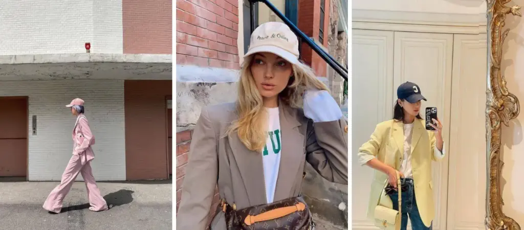 Baseball caps mash-up with blazers are never wrong